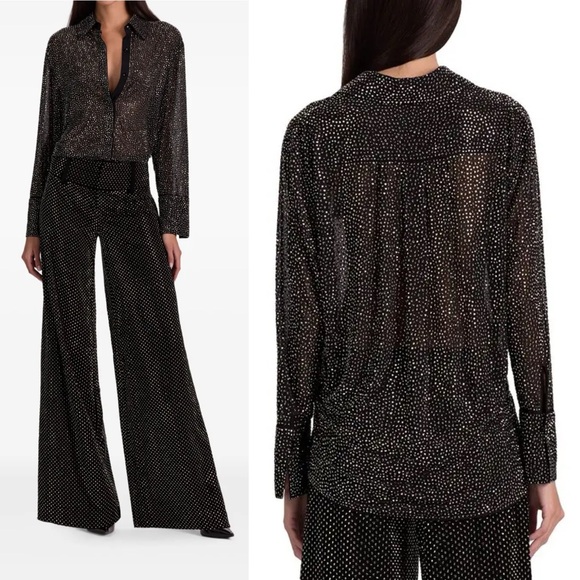 Alice + Olivia Crystal Embellished Oversized Button Down Size XS NWT - Picture 4 of 16